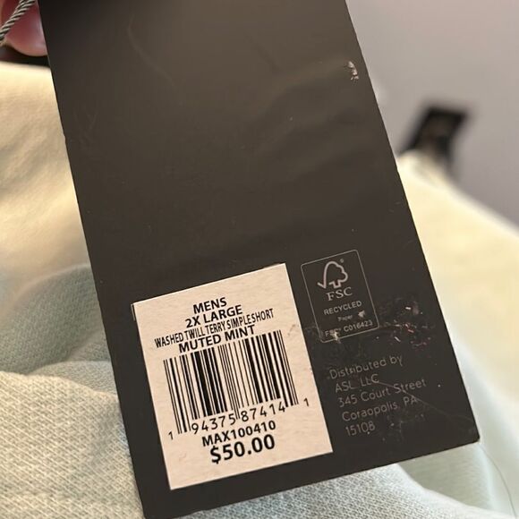 New VRST Mens 2XL washed filled terry muted mint shorts - Picture 7 of 8